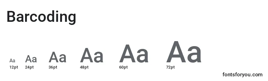 Размеры шрифта Barcoding