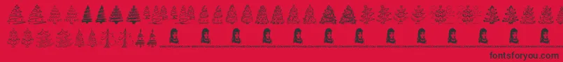 Czcionka FunChristmasTrees – czarne czcionki na czerwonym tle