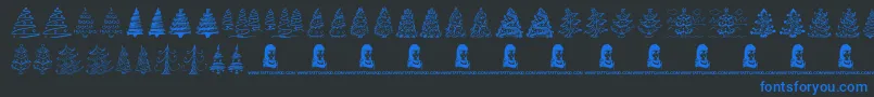 FunChristmasTrees Font – Blue Fonts on Black Background
