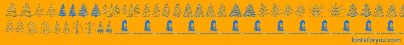 FunChristmasTrees Font – Blue Fonts on Orange Background