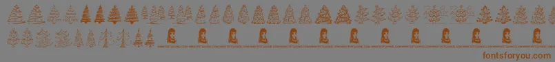 Weitere Informationen zur FunChristmasTrees-Schriftart FunChristmasTrees-Schriftart – Braune Schriften auf grauem Hintergrund
