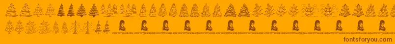 FunChristmasTrees Font – Brown Fonts on Orange Background