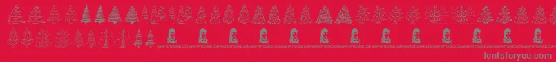 Шрифт FunChristmasTrees – серые шрифты на красном фоне