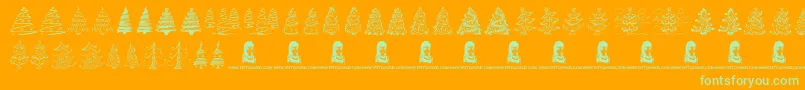 FunChristmasTrees Font – Green Fonts on Orange Background