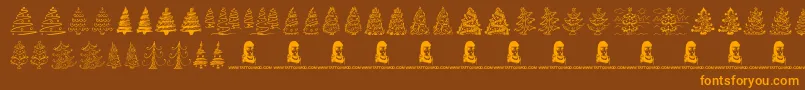 FunChristmasTrees Font – Orange Fonts on Brown Background