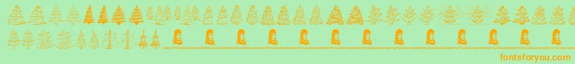 FunChristmasTrees Font – Orange Fonts on Green Background
