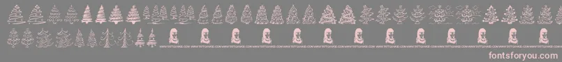 Więcej informacji o czcionce FunChristmasTrees Czcionka FunChristmasTrees – różowe czcionki na szarym tle
