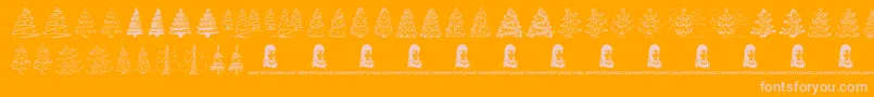 FunChristmasTrees Font – Pink Fonts on Orange Background