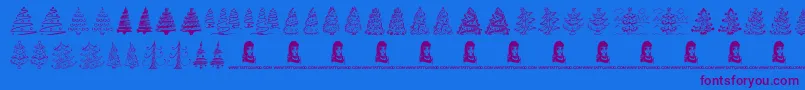 FunChristmasTrees-Schriftart – Violette Schriften auf blauem Hintergrund