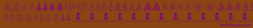 FunChristmasTrees-Schriftart – Violette Schriften auf braunem Hintergrund
