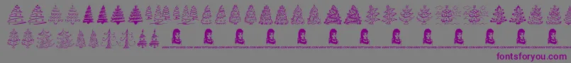 Шрифт FunChristmasTrees – фиолетовые шрифты на сером фоне
