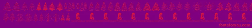 FunChristmasTrees Font – Red Fonts on Purple Background