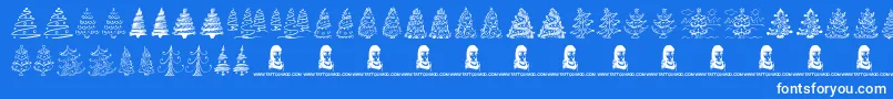 Weitere Informationen zur FunChristmasTrees-Schriftart FunChristmasTrees-Schriftart – Weiße Schriften auf blauem Hintergrund