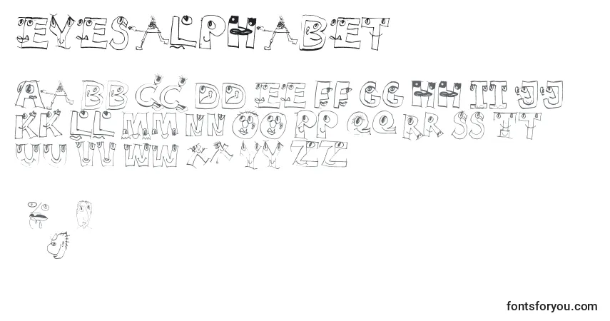 Schriftart Eyesalphabet – Alphabet, Zahlen, spezielle Symbole