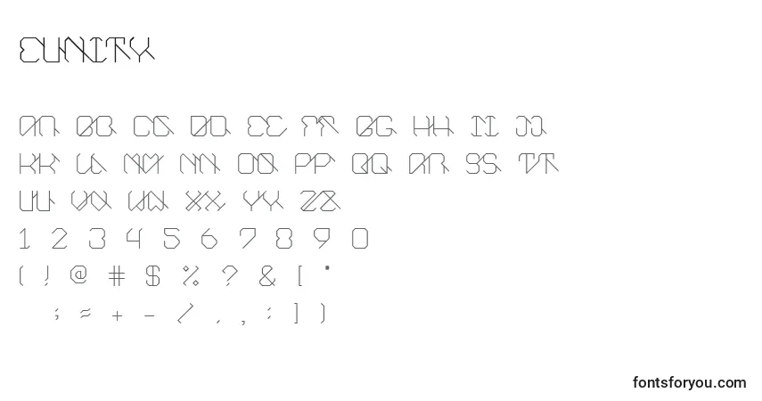 Fuente Eunity - alfabeto, números, caracteres especiales