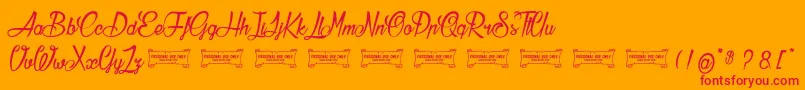 フォントAtelierOmega – オレンジの背景に赤い文字