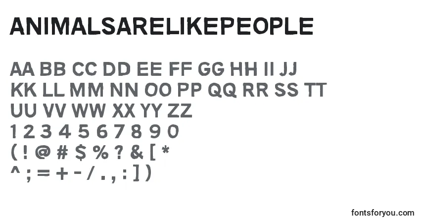 AnimalsAreLikePeople Font – alphabet, numbers, special characters