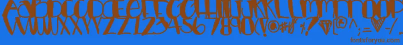 Luckycharms-Schriftart – Braune Schriften auf blauem Hintergrund