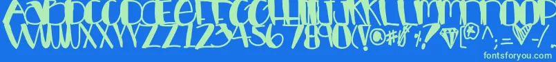 Luckycharms Font – Green Fonts on Blue Background