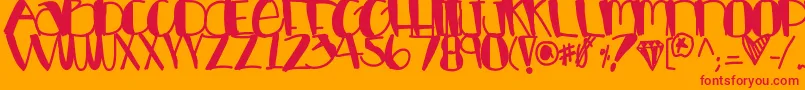 Luckycharms-Schriftart – Rote Schriften auf orangefarbenem Hintergrund