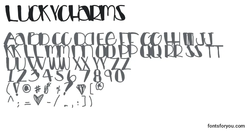 characters of luckycharms font, letter of luckycharms font, alphabet of  luckycharms font