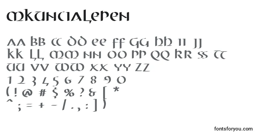 characters of mkuncialepen font, letter of mkuncialepen font, alphabet of  mkuncialepen font