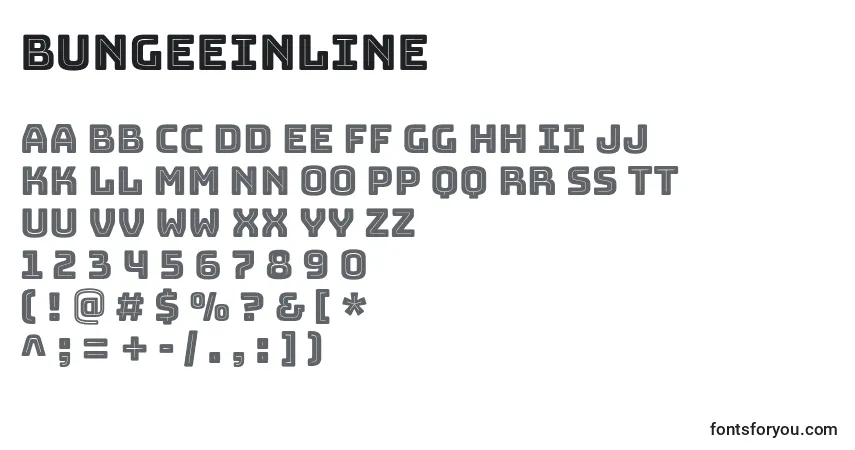 Шрифт BungeeInline – алфавит, цифры, специальные символы