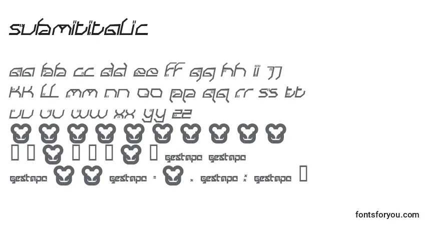 Czcionka SubmitItalic – alfabet, cyfry, specjalne znaki