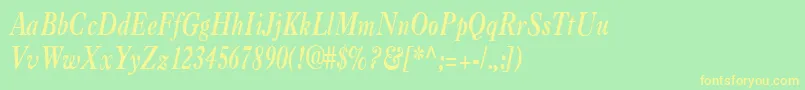 CasquecondensedBoldItalic Font – Yellow Fonts on Green Background