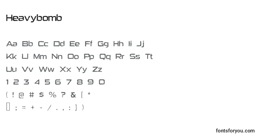 Schriftart Heavybomb – Alphabet, Zahlen, spezielle Symbole