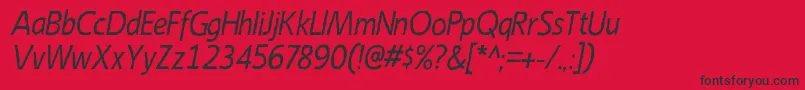 Fonte EmoryItalic – fontes pretas em um fundo vermelho