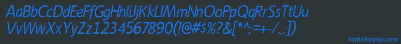 Czcionka EmoryItalic – niebieskie czcionki na czarnym tle