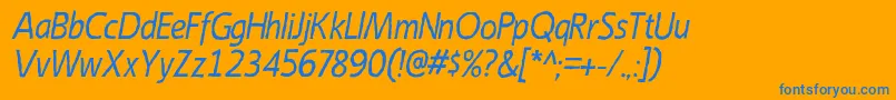 EmoryItalic-Schriftart – Blaue Schriften auf orangefarbenem Hintergrund