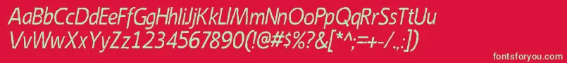 フォントEmoryItalic – 赤い背景に緑の文字