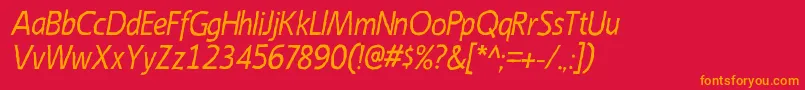 Lisätietoja EmoryItalic-fontista EmoryItalic-fontti – oranssit fontit punaisella taustalla