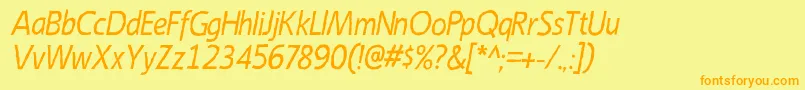 フォントEmoryItalic – オレンジの文字が黄色の背景にあります。
