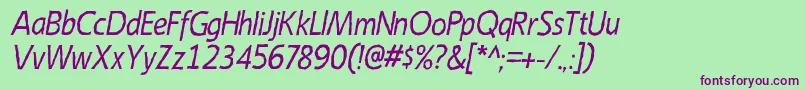 EmoryItalic-fontti – violetit fontit vihreällä taustalla