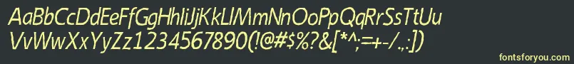 Fonte EmoryItalic – fontes amarelas em um fundo preto