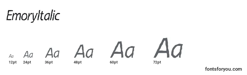 Размеры шрифта EmoryItalic