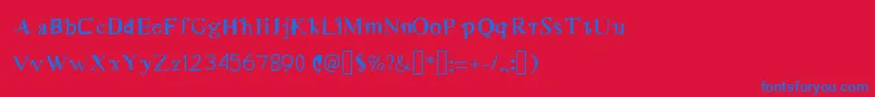 Czcionka MerryMurniScript1Medium – niebieskie czcionki na czerwonym tle