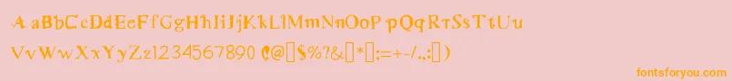 フォントMerryMurniScript1Medium – オレンジの文字がピンクの背景にあります。