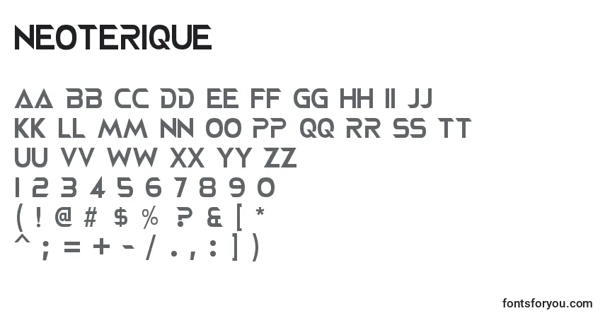 Neoterique-fontti – aakkoset, numerot, erikoismerkit
