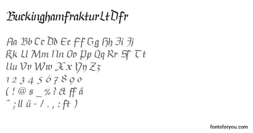 Шрифт BuckinghamfrakturLtDfr – алфавит, цифры, специальные символы