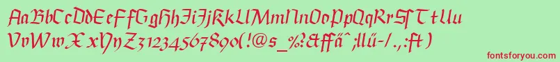 BuckinghamfrakturLtDfr Font – Red Fonts on Green Background