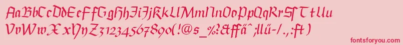 BuckinghamfrakturLtDfr-Schriftart – Rote Schriften auf rosa Hintergrund