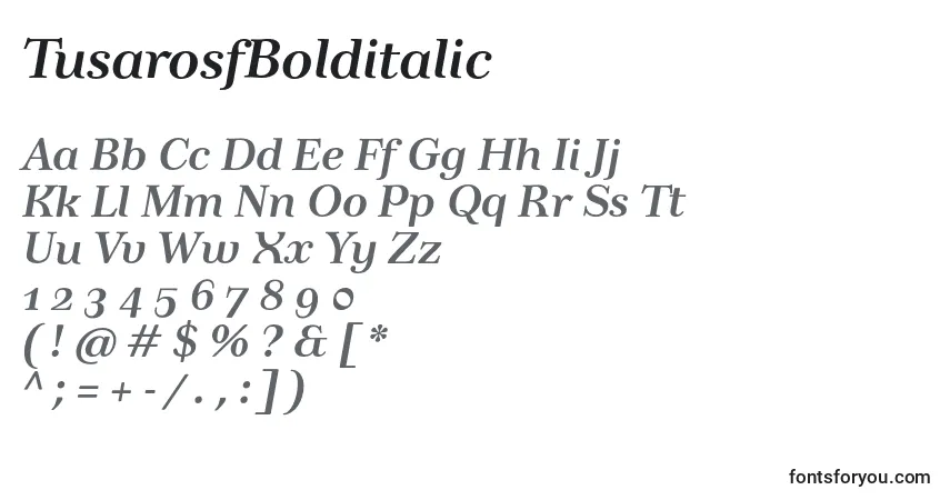 TusarosfBolditalicフォント–アルファベット、数字、特殊文字