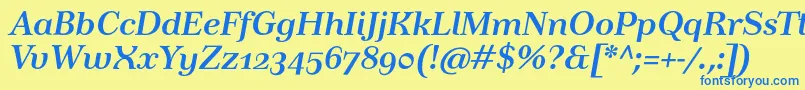 フォントTusarosfBolditalic – 青い文字が黄色の背景にあります。