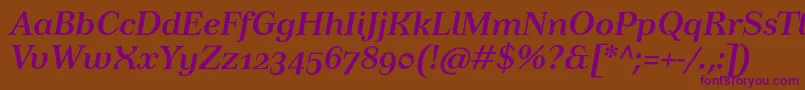 TusarosfBolditalic Font – Purple Fonts on Brown Background