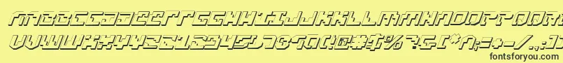 Xenophobia3DItalic-Schriftart – Schwarze Schriften auf gelbem Hintergrund