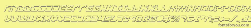 Xenophobia3DItalic-Schriftart – Graue Schriften auf gelbem Hintergrund